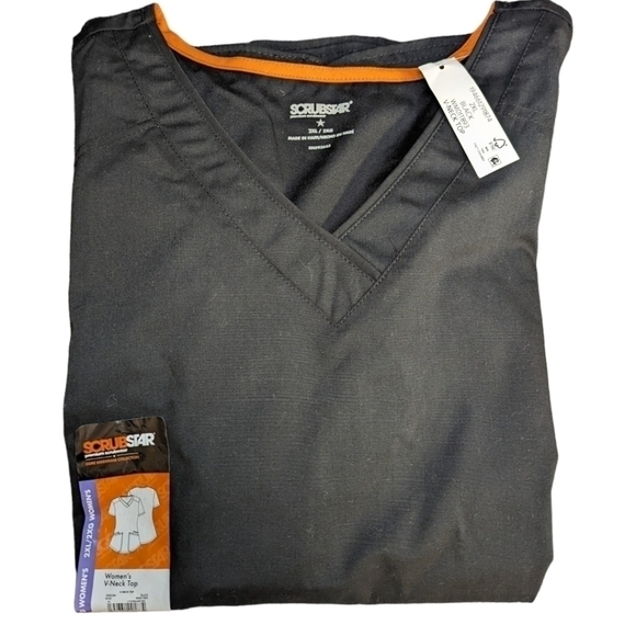 SCRUBSTAR Women's Core Essentials Stretch V-Neck Scrub Top WM01T893 2XL Black‎ - Picture 7 of 10